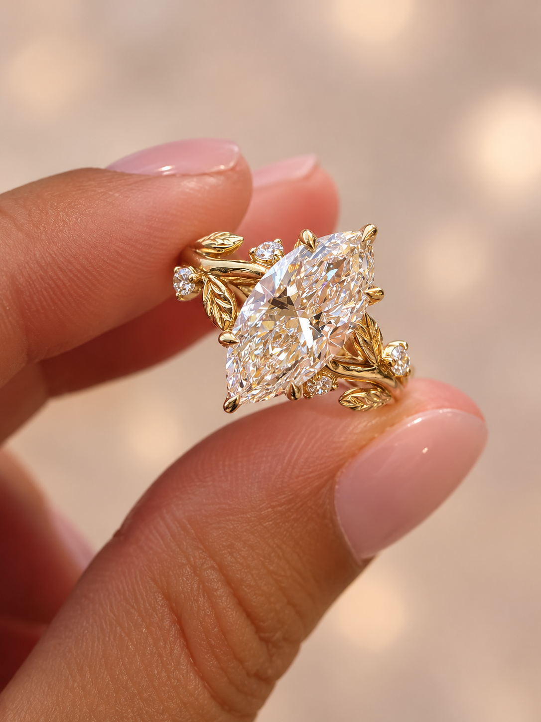 2.21 Carat Marquise Nature Inspired Engagement Ring